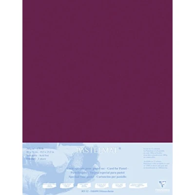 Abbildung von Clairefontaine 496016C Zeichenbögen (Packung mit 5 Bögen Pastelmat auf Karton kaschiert, 1800 µm, 50 x 70 cm, ideal für Trockentechniken und Pastell) weinrot