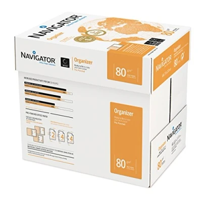 Abbildung von Navigator Drucker und Kopierpapier 2500 Blatt Organizer 80g/m² DIN A4 2 fach gelocht