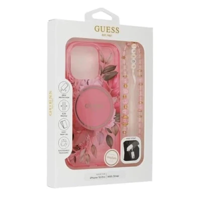 Abbildung von Apple iPhone 16 Pro Hülle MagSafe Kunststoff Guess Hard Case/Backcover Handyhülle Rosa