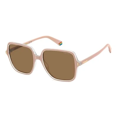Abbildung von Polaroid Damen PLD 6219/S 35J/SP Gläser SONNENBRILLEN Plastik Rosa Braun Quadratisch Polarisiert