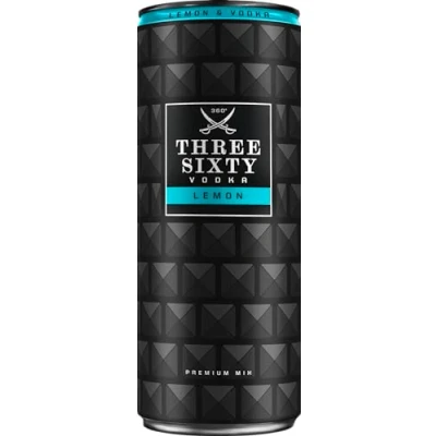 Abbildung von THREE SIXTY Vodka &amp; Bitter Lemon PREMIX 1 x 330ml Vorgemixter Longdrink in der Dose &quot;to go&quot; Geschmack: 10% vol.