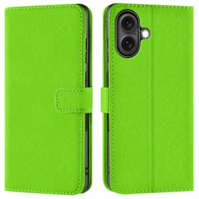 Abbildung von Verco Handyhülle für iPhone 16 Hülle, Bookcase Tasche Flipcover Case [Kartenfächer/Aufstellfunktion], Grün
