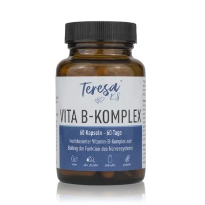 Abbildung von Vitamin B Komplex hochdosiert 60 vegane Kapseln Vitamine (B1, B2, B6 und B12) Glutenfrei, Lactosefrei, Ohne GVO/GMO, Konservierungsmittel In Deutschland hergestellt