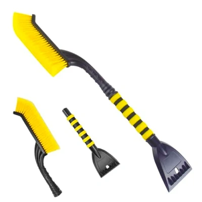 Abbildung von Okuleya Eiskratzer Auto mit Besen handlicher Schneebesen und Kratzer 2 in 1 Set für PKW, LKW SUV, Gelb Scheibenkratzer