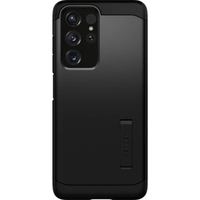 Abbildung von Samsung Galaxy S21 Ultra Hülle Kunststoff Spigen Hard Case/Backcover Handyhülle Schwarz Shockproof/Stoßfest