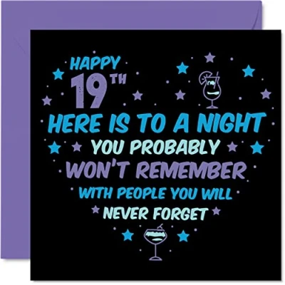 Abbildung von Lustige Geburtstagskarte zum 19. Geburtstag Männer und Frauen Won&#039;t Rememember Happy Birthday Karten 19 Jahre alten Sohn Tochter Bruder Schwester Cousin 145 mm Grußkarten Geschenk