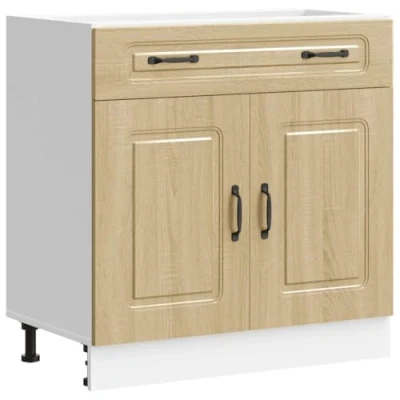 Abbildung von vidaXL Küchenunterschrank Kalmar Sonoma Eiche Holzwerkstoff, Spülenunterschrank, Schrank Küche, Lagerschrank, Unterschrank für Küchenzeile
