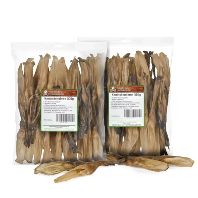 Abbildung von Kaureks Natur Hundeleckerlies Kaninchenohren ohne Fell 2x500g