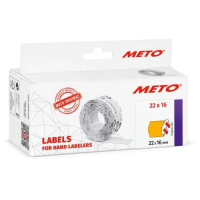 Abbildung von Meto Etiketten für Handauszeichner (22 x 16 mm, 2 zeilig, 6.000 Stück, fluor orange, permanent haftend, METO, Contact, Sato, Avery, Tovel, Samark etc.)