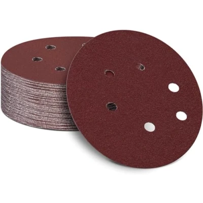 Abbildung von 150mm Schleifscheiben für Exzenterschleifer 40/80/120/180/240 Körnung, Schleifpapier 6 Loch Klett Schleifblätter Holz Holzwerkstoffe Spanplatte Metall(50 Stück)