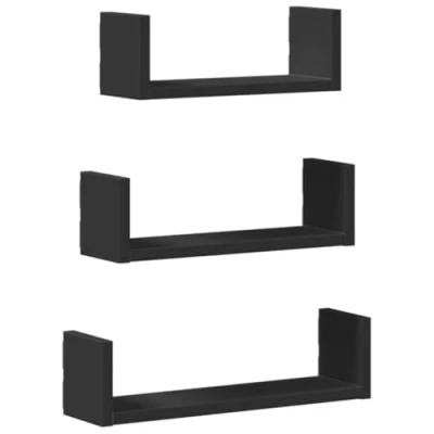 Abbildung von vidaXL Wandregal 3 STK. Wandboard mit Stauraum, Schweberegal Hängeregal für Wohnzimmer Küche Büro Schlafzimmer, Regal Bücherregal Dekorativ, Schwarz Holzwerkstoff