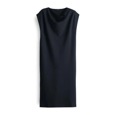 Abbildung von someday. MIDI Short Sleeve Waterfall Collar Lockere Passform Freizeitkleid, Damen, Größe: 40, Ocean