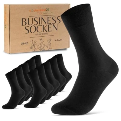 Abbildung von 10 Paar Premium Socken Herren Damen Baumwolle Komfortbund ohne Naht 70101T (Schwarz 35 38)