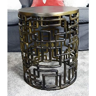 Abbildung von Couchtisch Modern, Wohnzimmertisch Sofatisch Beistelltisch Tisch aus Metall, Rund Eisen Bronze Luxus 48 cm