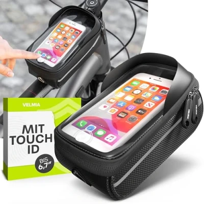 Abbildung von VELMIA Fahrrad Rahmentasche Wasserdicht Handyhalterung ideal zur Navigation Fahrradtasche Rahmen, Handytasche, Fahrradzubehör