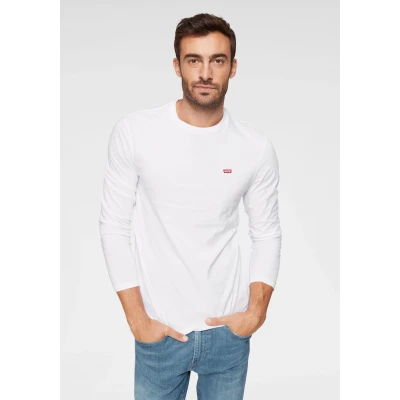 Abbildung von Levi&#039;s Herren Long Sleeve Original Housemark Tee T Shirt, Cotton + Patch White, XXL