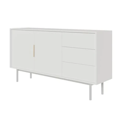 Abbildung von Selsey Kommode Aufbewahrungsschrank 2 Türen 3 Schubladen Schrank Schubladenschrank Push to Open Soft Close 154 cm Viviaro Weiß
