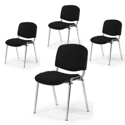 Abbildung von Topsit Büro &amp; More 4er Set Besucherstuhl Chrom, Bequemer Konferenzstuhl, stapelbar, mit gepolsterter Sitzfläche und Rückenlehne. (Schwarz)