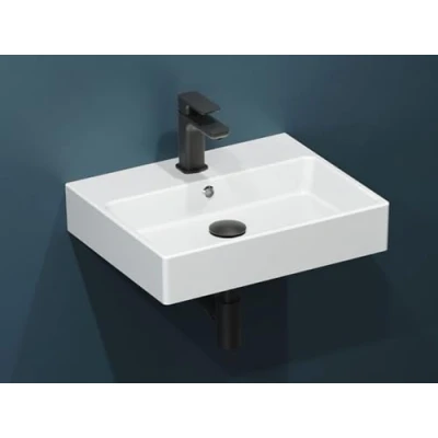 Abbildung von Aqua Bagno Waschbecken Keramik 50cm, Handwaschbecken mit Überlauf, weiß, Gästebad (Keramikwaschbecken, Hahnlochbohrung, Gäste WC), Hängewaschbecken