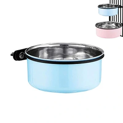 Abbildung von SUOXU Wassernapf für Hundekäfige, Kistentyp zum Aufhängen, Edelstahl, Futterspender Welpen, Käfig, Wasserspender kleine Hunde, Katzen, Futternäpfe und (850 ml/1 Stück)