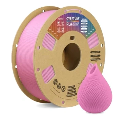 Abbildung von OVERTURE PLA Filament 1,75 mm Aufgerüstet, 1kg (2,2 lbs), Maßgenauigkeit +/ 0.02mm, für 3D Drucker (Pink)