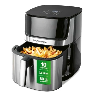 Abbildung von GOURMETmaxx Heißluftfritteuse, 2200,00 W, mit Touchdisplay &amp; Timerfunktion für knusprige Pommes etc.