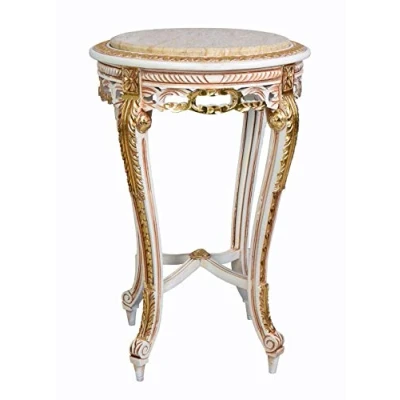Abbildung von Nachttisch Beistelltisch Blumentisch Sofatisch Teetisch Konsolentisch 70cm Gold Weiss cat195 Palazzo Exklusiv