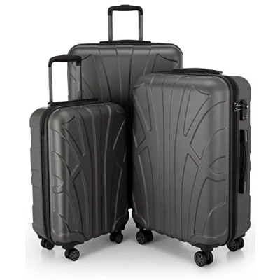 Abbildung von suitline 3er Koffer Set Trolley Rollkoffer Hartschalen Reisekoffer, TSA, (55 cm, 66 76 cm), 100% ABS, Matt, Graphite/Grau