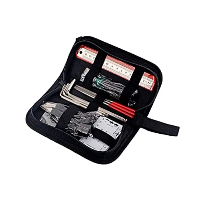 Abbildung von Alnicov Gitarren Werkzeug Set enthält Saiten Organizer, SaitenmaÃŸstab, Messwerkzeug, Sechskant Schraubenschlüssel Set, Feile für Gitarre, Ukulele, Bass, Mandoline, Banjo