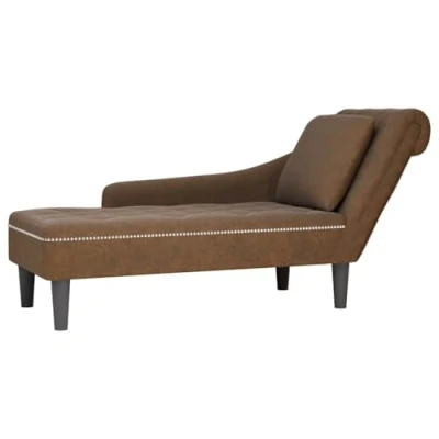 Abbildung von vidaXL Chaiselongue, Indoor Lounge Sofa mit Kissen Rechter Armlehne, Gepolsterte Recamiere für Wohnzimmer Schlafzimmer Büro, Polsterliege, Braun Kunstleder