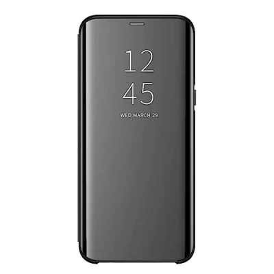 Abbildung von AICase Hülle für Galaxy S8 Folio Schutzhülle S8,Clear View Standing Cover mit Wake Up/Sleep Funktion, Spiegelnde Oberfläche, Hochglanzfinish Case (Schwarz)