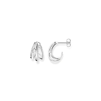 Abbildung von Thomas Sabo Damen Ohrstecker Welle in der Farbe Silber aus 925 Sterlingsilber mit Zirkonia, Größe: 17x12mm, H2231 051 14