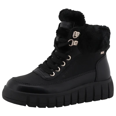 Abbildung von TOM TAILOR Winterboots, Keilabsatz, Winterstiefelette, Schnürboots, goldfarbene Ösen