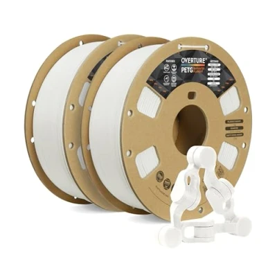 Abbildung von OVERTURE PETG Filament Schwarz 1.75mm Aufgerüstet, 2kg Spule (4.4lbs), 3D Druck Filament, Maßgenauigkeit +/ 0.02 mm (Weiß 1kg*2)
