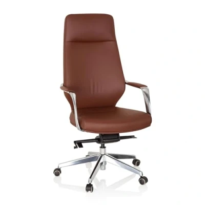 Abbildung von hjh OFFICE 600984 Eleganter Chefsessel Velvet Kunstleder Braun Bürosessel mit hoher Rückenlehne