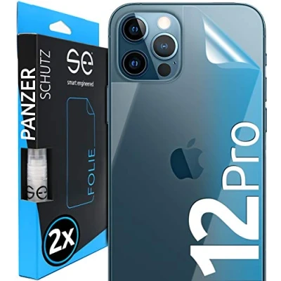 Abbildung von smart engineered [2 Stück] 3D Schutzfolien für die Rückseite kompatibel mit Apple iPhone 12 Pro, transparenter, selbstheilender Schutz vor Schmutz und Kratzern, Backcover, kein Schutzglas
