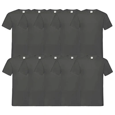 Abbildung von Fruit of the Loom 10 T Shirts V Neck M L XL XXL Ausschnitt Diverse Farben auswählbar (3XL, Anthrazit)