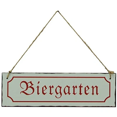 Abbildung von HFG Deko Schild Biergarten L 30 cm Metall Wanddekoration Blechschild Nostalgieschild Wandbild