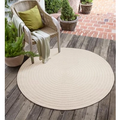 Abbildung von the carpet Santo Plus Hochwertiger Outdoor Teppich, Passend für Wohnzimmer, Schlafzimmer und terrasse, Wetterfest, langlebig pflegeleicht, Beige, 120 cm Rund