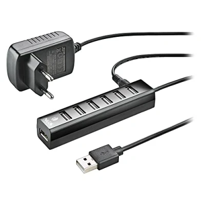 Abbildung von NGS IHUB7 TINY USB 2.0 Hub 7 Ports mit Power Adapter 5V/1A, universell kompatibel, Plug and Play