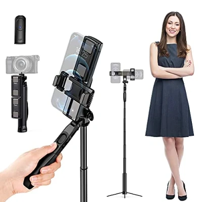 Abbildung von K&amp;F Concept 4 in 1 Multifunktionale Aluminium Selfie Stick Stativ mit Bluetooth Fernbedienung, 2 360 Rotation Handyhalter, 110CM Wireless Stange Monopod Kompatibel Handy, Tablet(1.1CM)