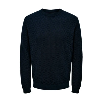 Abbildung von Only &amp; Sons Kalle REG 12 Struc CREW NOOS Strickpullover, Herren, Größe: XS, Dark navy