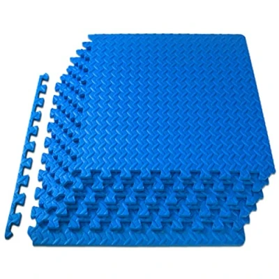 Abbildung von ProsourceFit Puzzle Exercise Mat ½ in, EVA Interlocking Foam Floor Tiles for Home Gym, Workout Equipment, Padding Kids, Blue, 24 in x Sq Ft 6