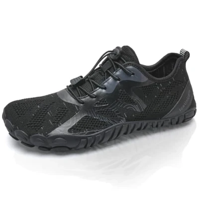 Abbildung von IceUnicorn Herren Damen Barfußschuhe Traillaufschuhe Fitnessschuhe Knit Minimalistische Breiter Zehenbox(A Schwarz,38EU)
