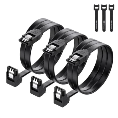 Abbildung von Cable Matters 3er Pack 90 Grad rechter Winkel sata III 60 cm Kabel 6gb/s (Sata 3 Kabel, SSD, cable) in Schwarz
