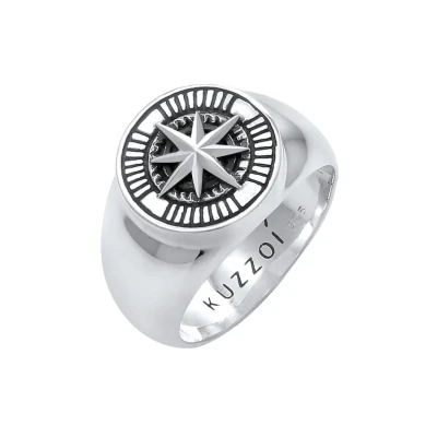 Abbildung von Kuzzoi Compass Design Ring, Herren, Größe: 62, Silber