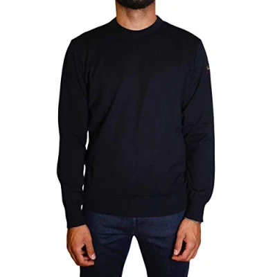 Abbildung von PAUL &amp; SHARK COP1040 050 Herren Pullover mit Rundhalsausschnitt aus 100 % Merinowolle, extrafein, wasserabweisend, Marineblau, Regular Fit XXXXL