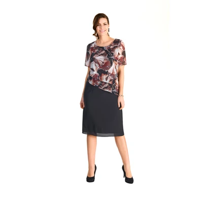 Abbildung von HERMANN LANGE Collection 2 in 1 Kleid, mit floralem Muster und unifarbenem Rock