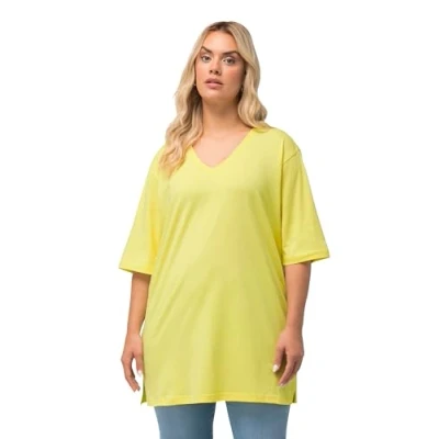 Abbildung von Ulla Popken PLUS SIZE V NECK TEE Tshirt basic, Damen, Größe: 54/56, Lemon yellow