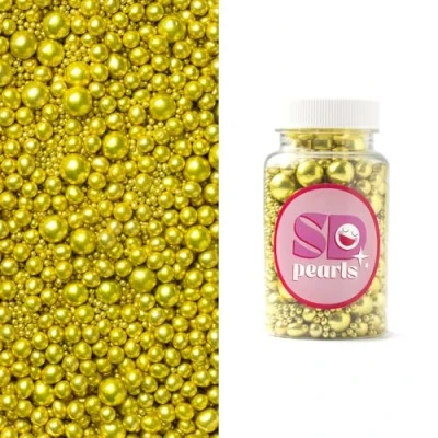 Abbildung von SD Pearls Zuckerperlen, Essbare Zucker Perlen, Tortendeko Streusel Dekorperlen Für Keksen, Kuchen, Cupcakes, Dessertdekoration (Metallic Gold, 10mm, 90g)